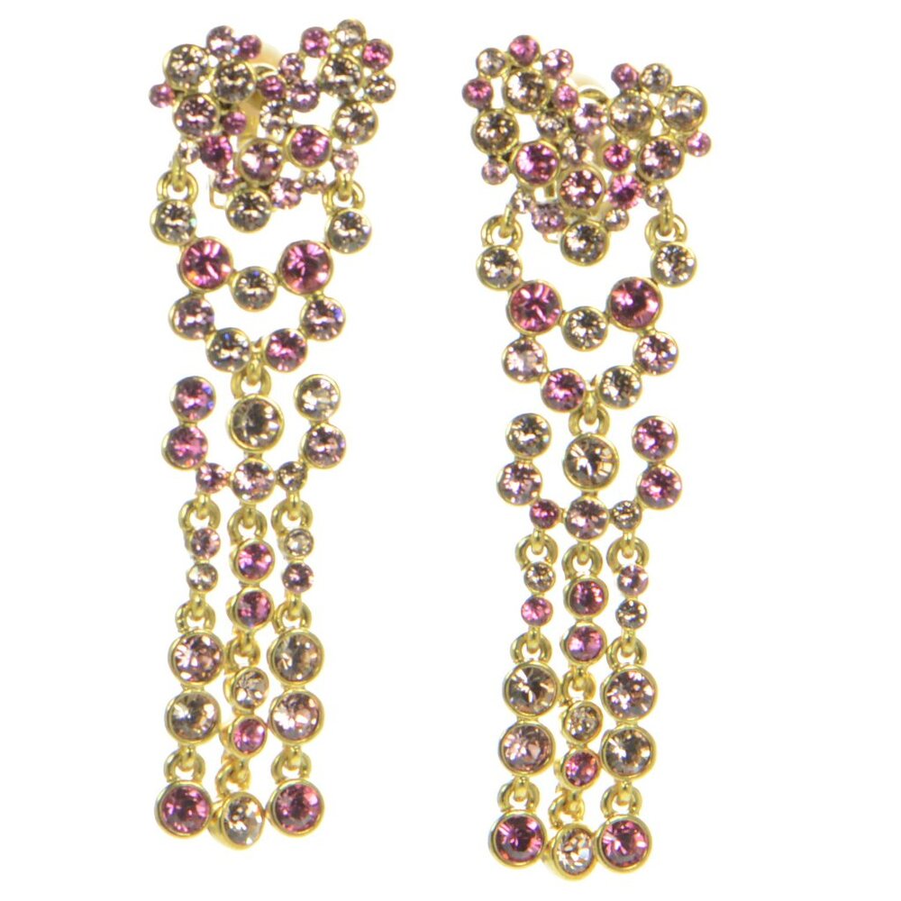 Oscar de la Renta Crystal Heart Drop Earrings